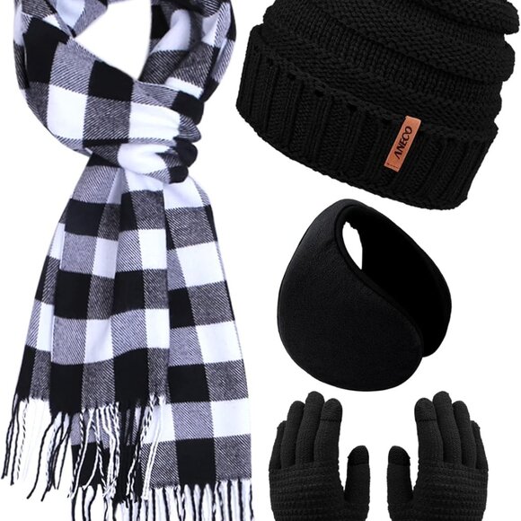 Stylish Multi-Functional Winter Set: Beanie, Scarf, Touchscreen Gloves & Earmuff - Picture 1 of 7